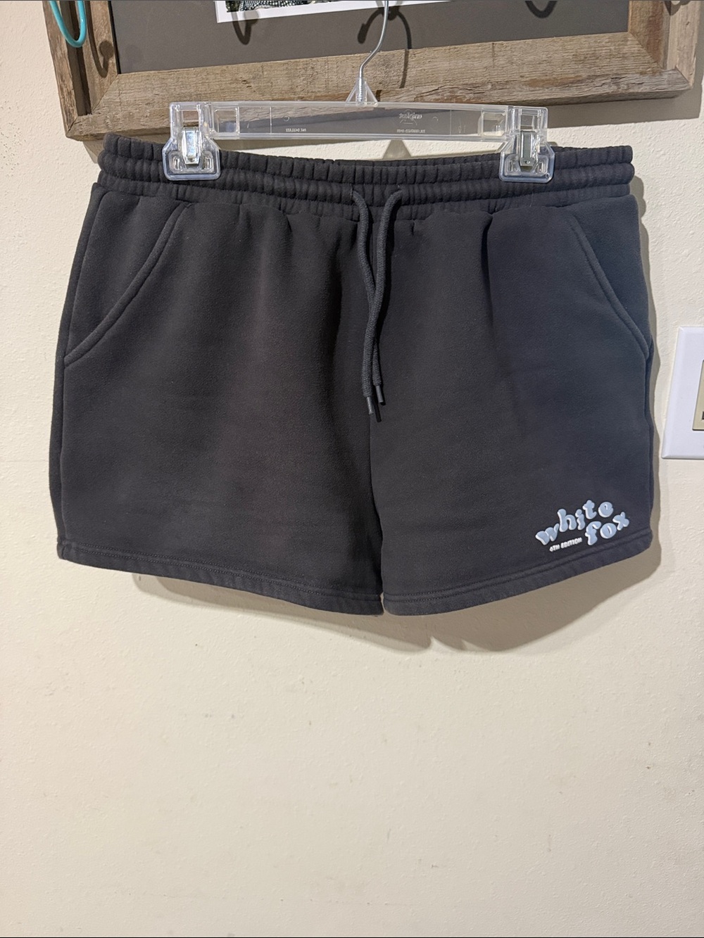 White Fox Boutique 4th Edition Charcoal w Light Blue Logo Lounge Shorts